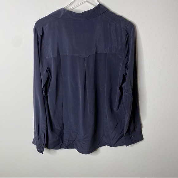 Rails 100% Silk Rhett Charcoal Pocket Blouse Top M - Picture 6 of 9